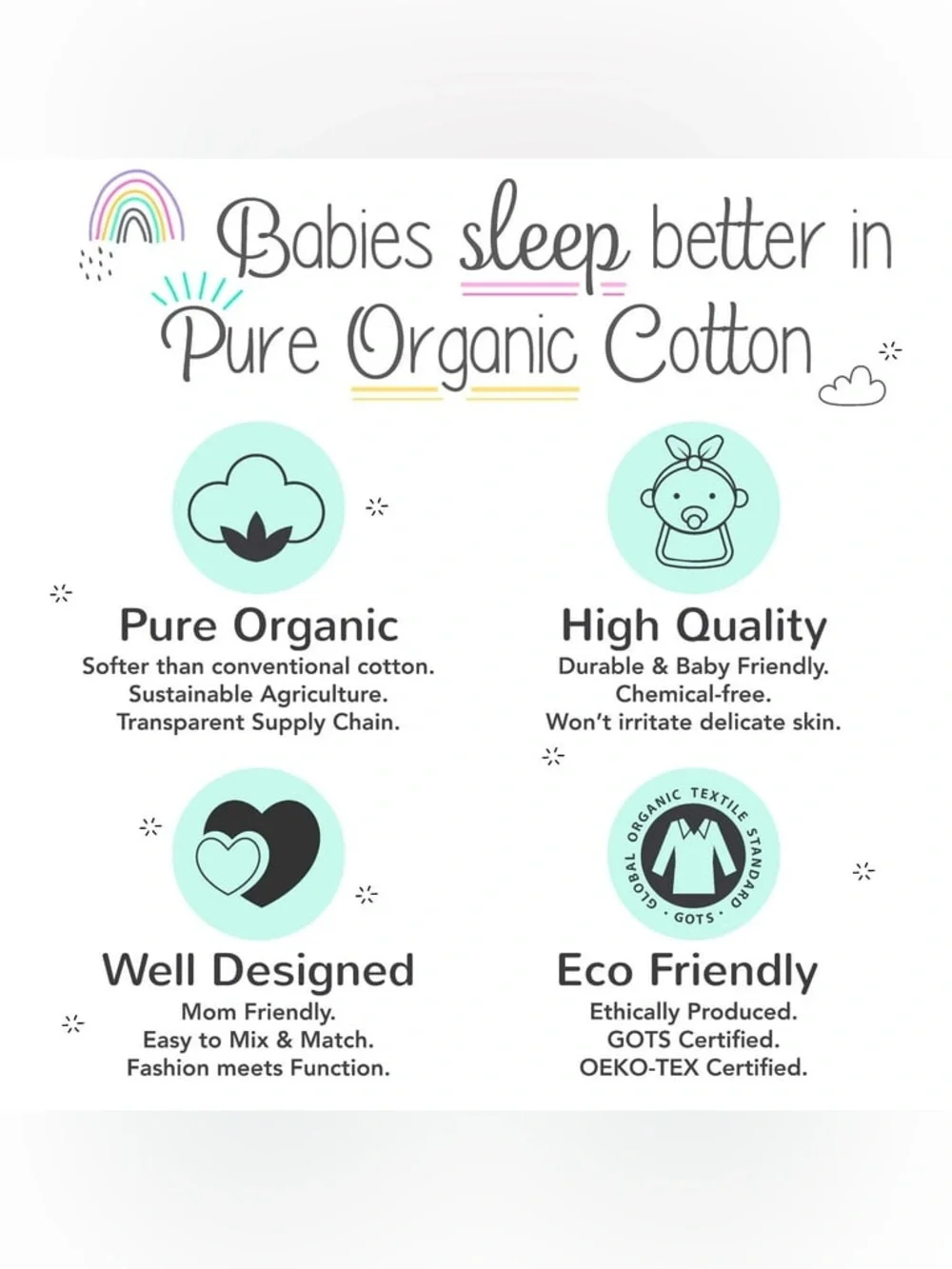 KITEX baby LITTLE STAR ORGANIC Reversible Comforter and 2 Fitted Sheets